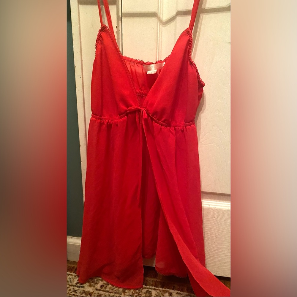 Vintage Victoria’s Secret Y2K 90s hot pink slip dress front opening tie - Small